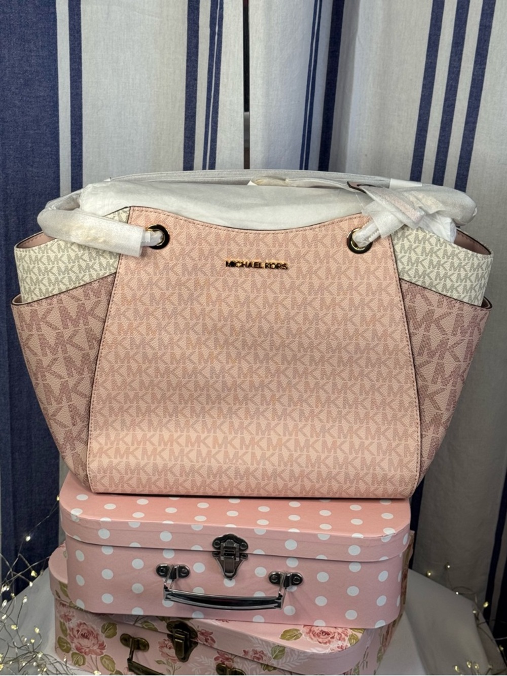 Michael Kors Jet Set Travel Large Shoulder Tote in Powder Blush Multi - Picture 11 of 16